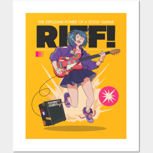 Anime Guitar Riff Girl Posters and Art